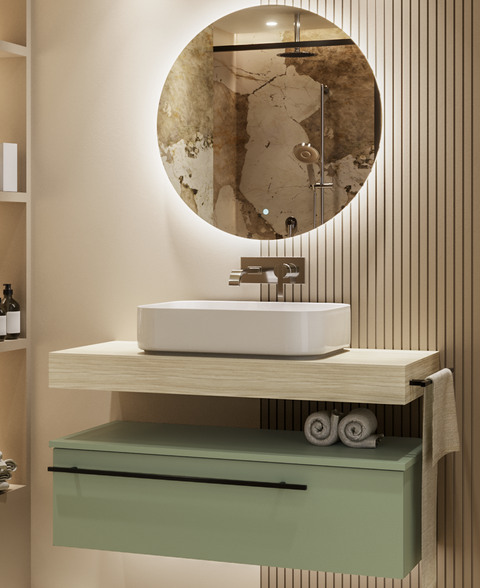 Riflesso - Set top mobile bagno rovere naturale 100.5