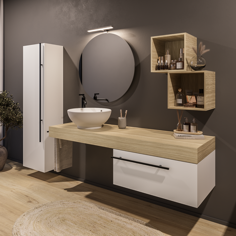 Riflesso - Set mobile bagno top rovere naturale 140.5