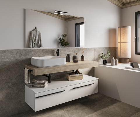 Riflesso - Set top mobile bagno rovere naturale 140.5