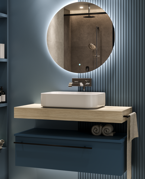 Riflesso - Set top mobile bagno rovere naturale 100.5