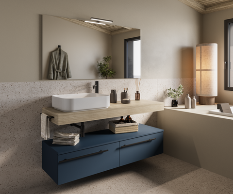 Riflesso - Set top mobile bagno rovere naturale 140.5