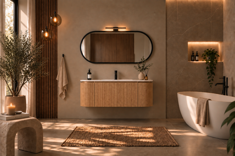 Cosmo - Set mobile bagno 120 cm legno rovere.