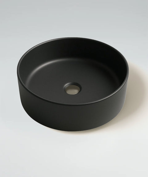 Lavabo da appoggio tondo ORBIS in ceramica nero opaco