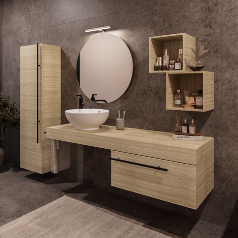 Riflesso - Set mobile bagno top rovere naturale 140.5