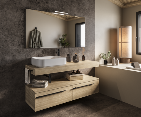 Riflesso - Set top mobile bagno rovere naturale 140.5