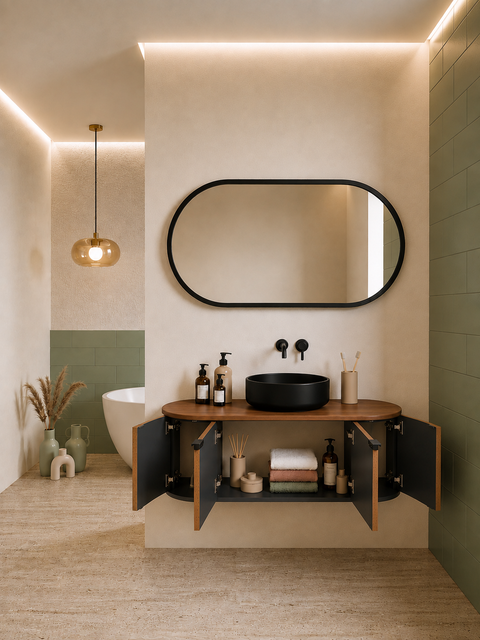 Globo - Set mobile bagno 120 noce nordico scuro