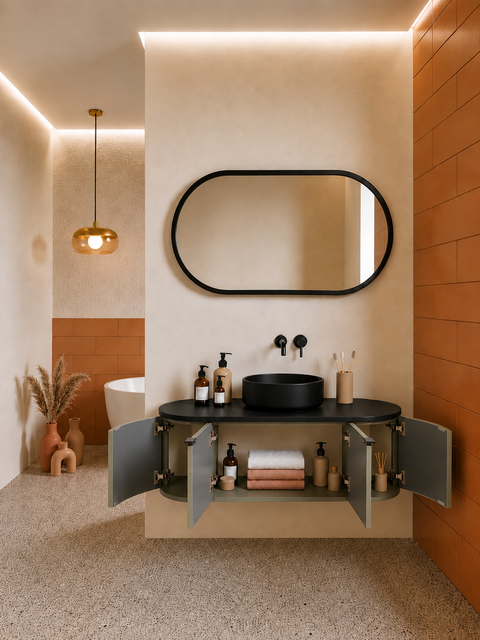 Globo - Set mobile bagno 120 verde salvia e nero
