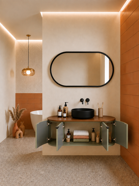 Globo - Set mobile bagno 120 verde salvia e noce nordico scuro