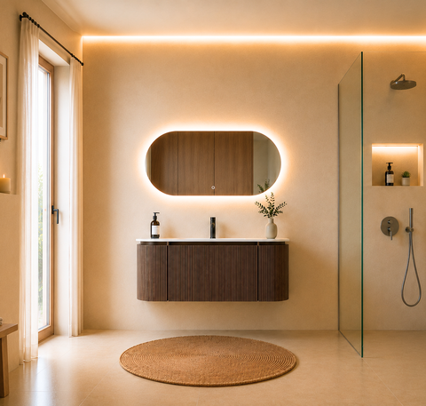 Cosmo - Set mobile bagno 120 cm legno noce