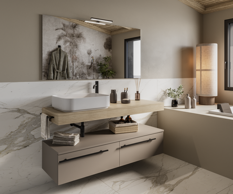 Riflesso - Set top mobile bagno rovere naturale 140.5