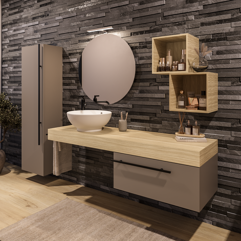 Riflesso - Set mobile bagno top rovere naturale 140.5