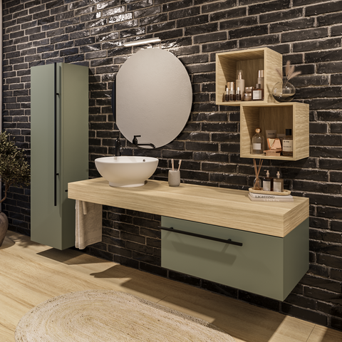 Riflesso - Set mobile bagno top rovere naturale 140.5