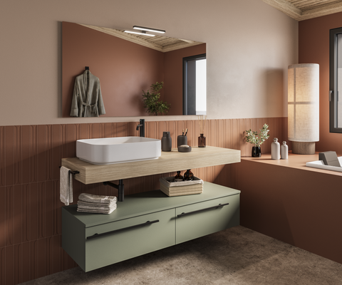 Riflesso - Set top mobile bagno rovere naturale 140.5